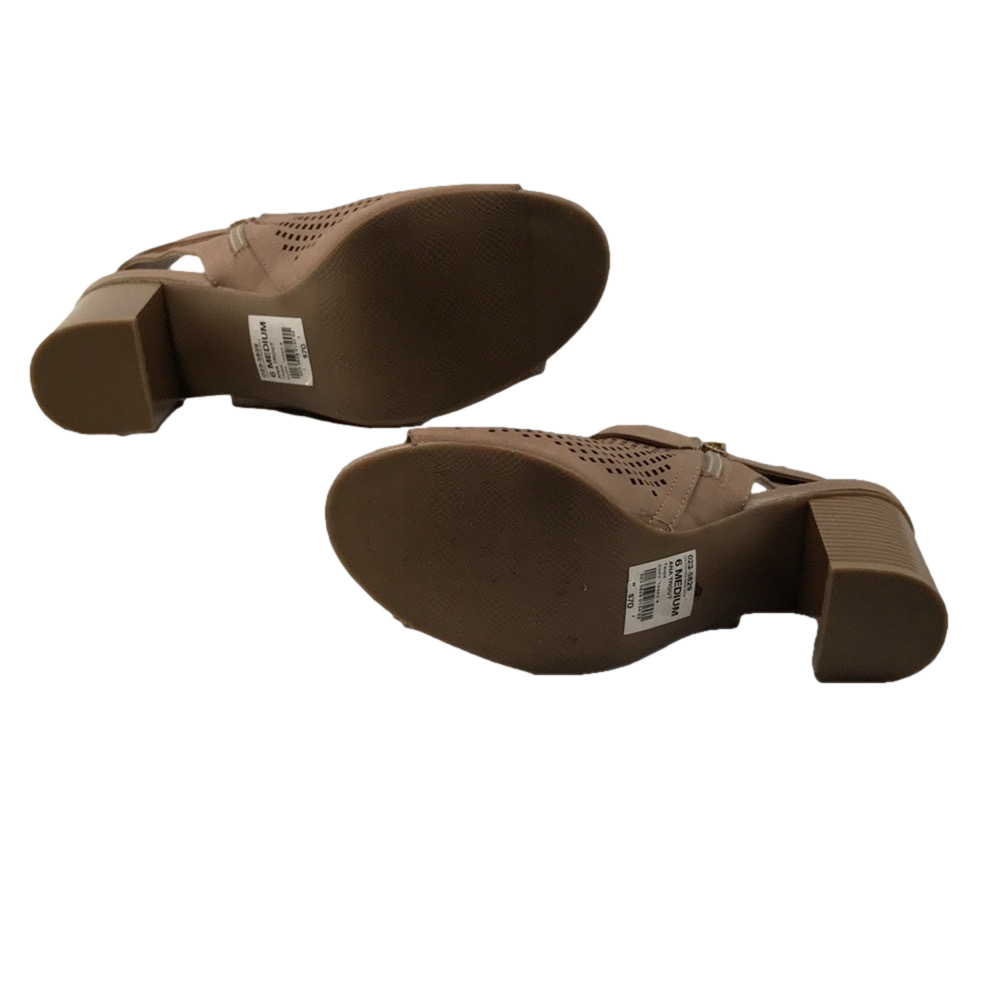 ANA TROUT—Wm’s Taupe Open Toe/Heel Mesh Ankle Sandals Stacked 3”Heel Side Zip—6M - Picture 8 of 16